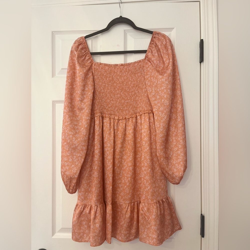 Peach Love Woman’s Orange Floral Dress.